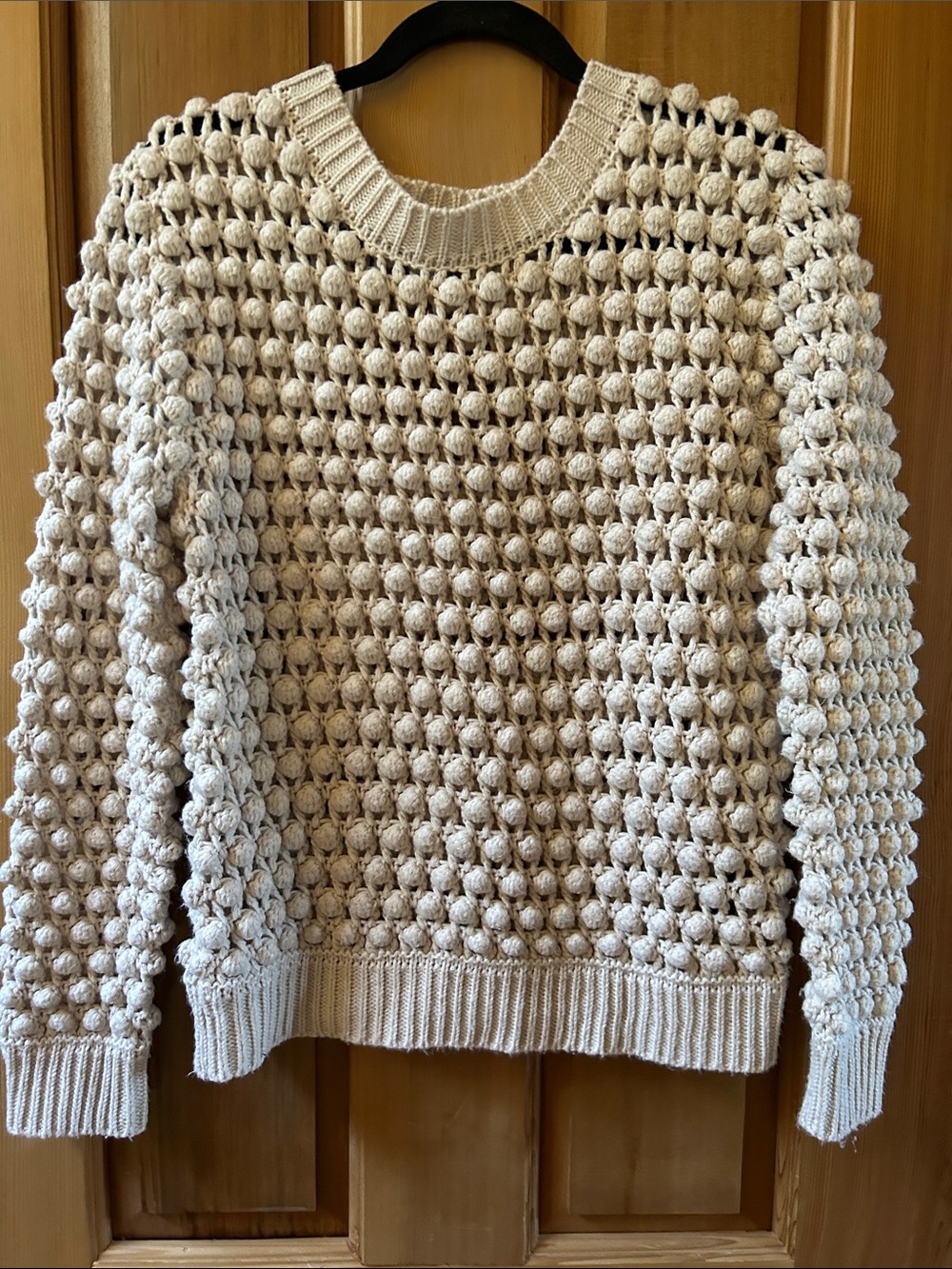 Lucca Couture Cream Bubble Knit Crewneck Sweater